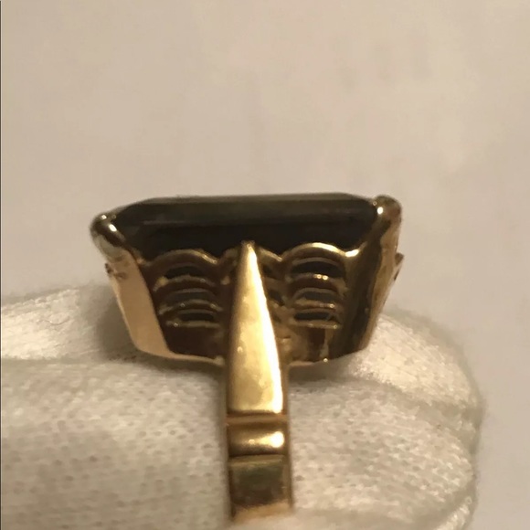 21k yellow gold black stone ring - Picture 5 of 7